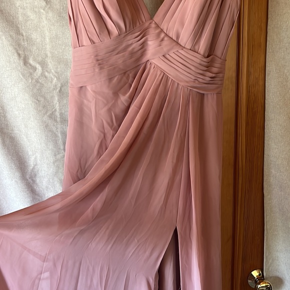 Azazie floor length dress with thigh high slit. EXTRA LONG - Picture 5 of 5